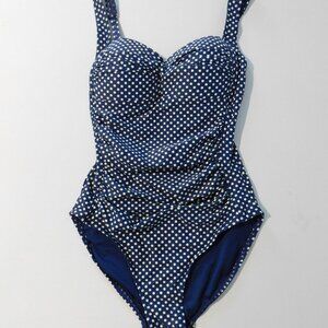 NipTuck Swim One Piece Swimsuit Multi Fit Cup Navy Blue Polka Dot Women Size 4